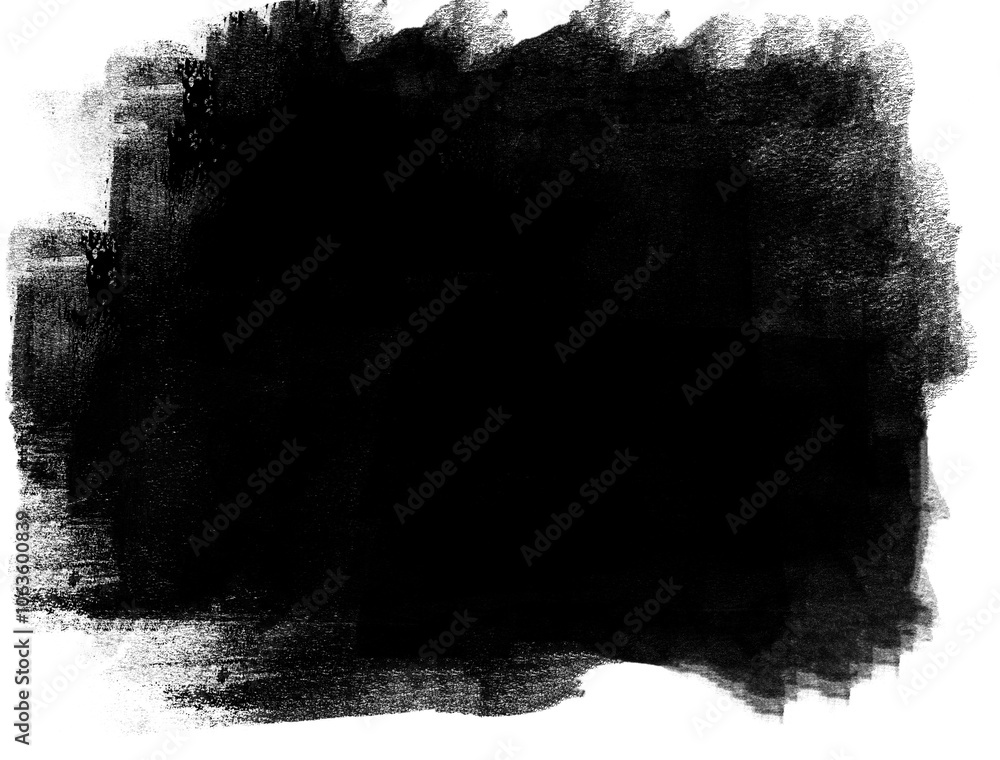 Obraz premium A spot of black paint with uneven edges on white