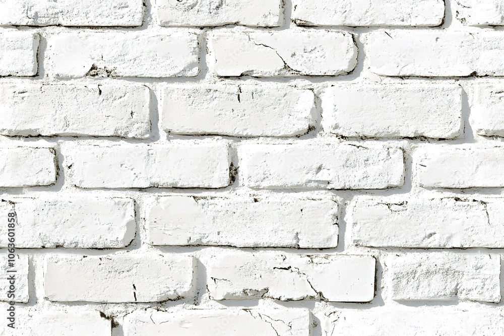 A white brick wall texture background with distressed, aged edges and a weathered effect A white brick wall texture background with distressed, aged edges and a weathered effect