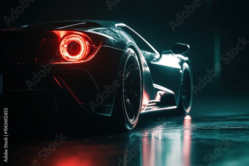 Sleek Sport Car in Dramatic Lighting photo