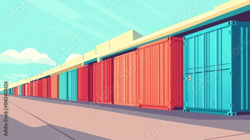 Colorful Containers in Neat Arrangement with Soft Lighting