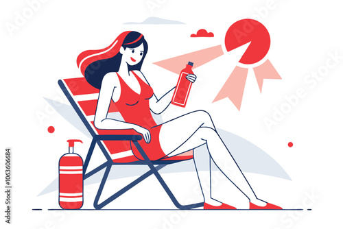 A Woman Enjoying a Sunny Day at the Beach While Applying Sunscreen on Her Skin