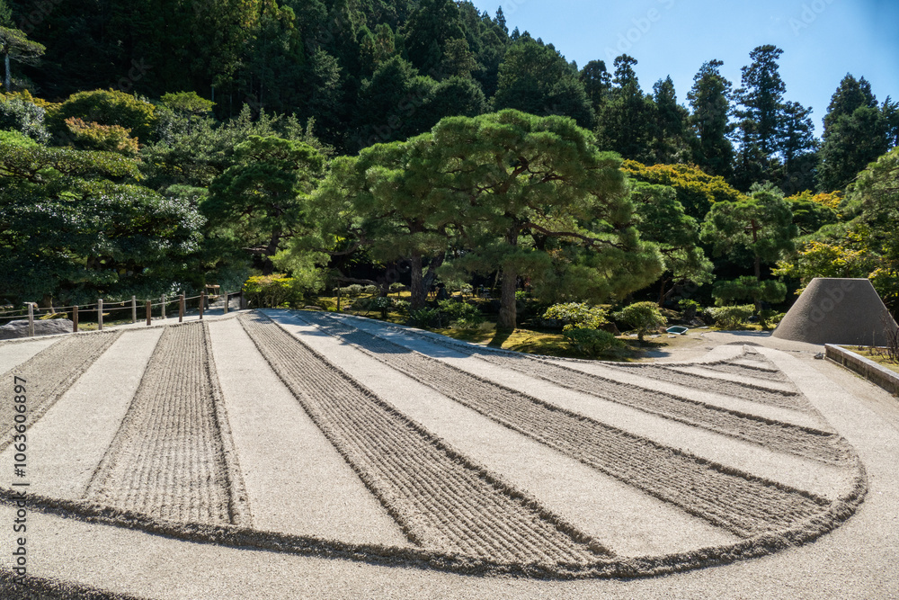 Japanese dry garden in Ginkakuji Temple, Kyoto, Japan