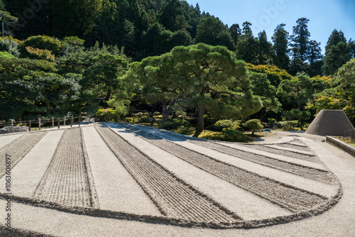Obraz na płótnie Japanese dry garden in Ginkakuji Temple, Kyoto, Japan w salonie