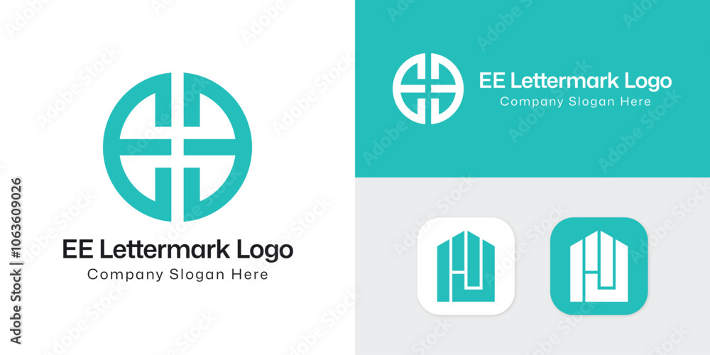 Initial Round letter E & E creative technology concept logo design template Initial Round letter E & E creative technology concept logo design template
