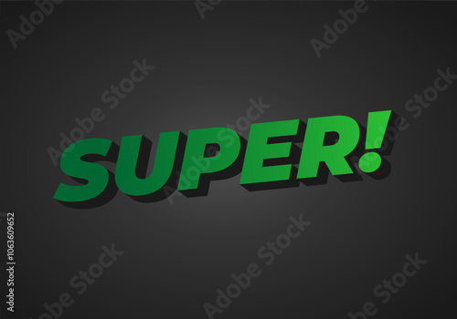 Super. Text effect in colorful style with 3D look