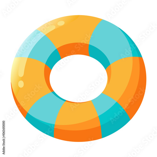 Inflatable swimming ring, rubber toy Summer vacation, trip safety flat style isolated. Vector illustration