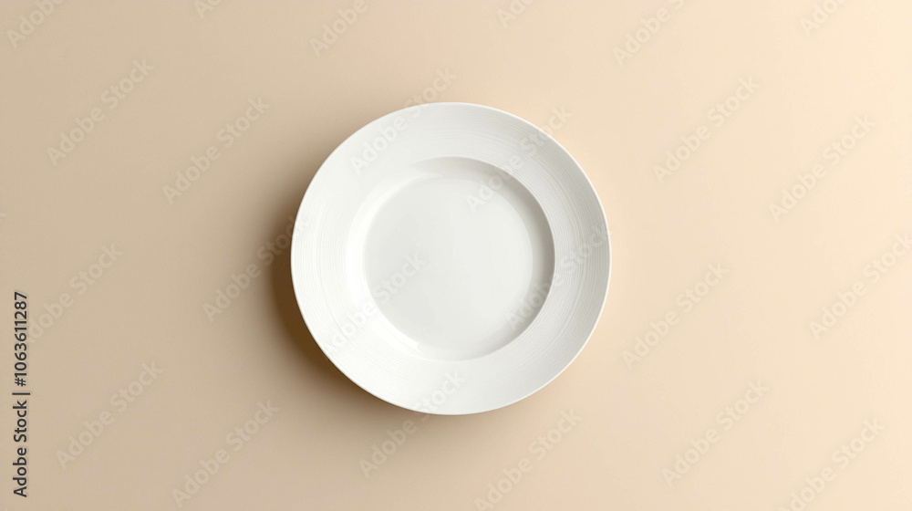 Empty plate top view on a light beige background Empty plate top view on a light beige background