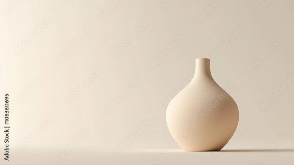 Modern vase in light beige color isolated on a light background Modern vase in light beige color isolated on a light background