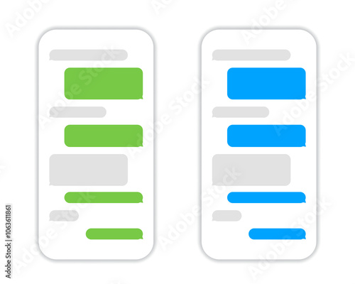 Phone chatting sms template bubbles, speech bubbles for creating dialogues. Message bubbles template for creating chat, text template bubbles.