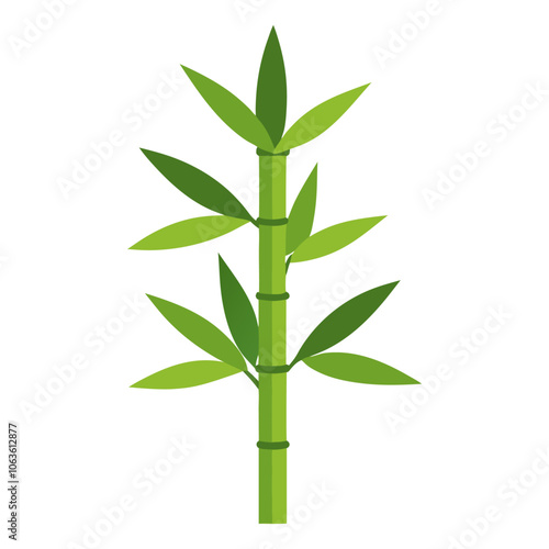 Bamboo lucky plant. Chinese tree sprouts flat style isolated. Vector illustration
