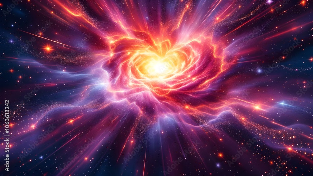 Obraz premium Abstract Festive Background: Pink, Red, Purple, Sparkles, Galaxy