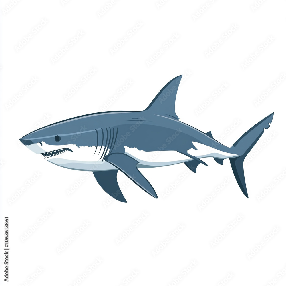 Obraz premium A cartoon shark with its mouth open and teeth showing.