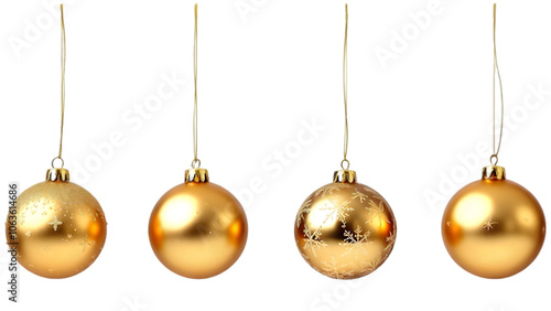 Gold Christmas Ornaments Hanging PNG