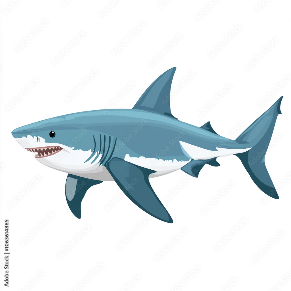 A cartoon shark with its mouth open and teeth showing. A cartoon shark with its mouth open and teeth showing.