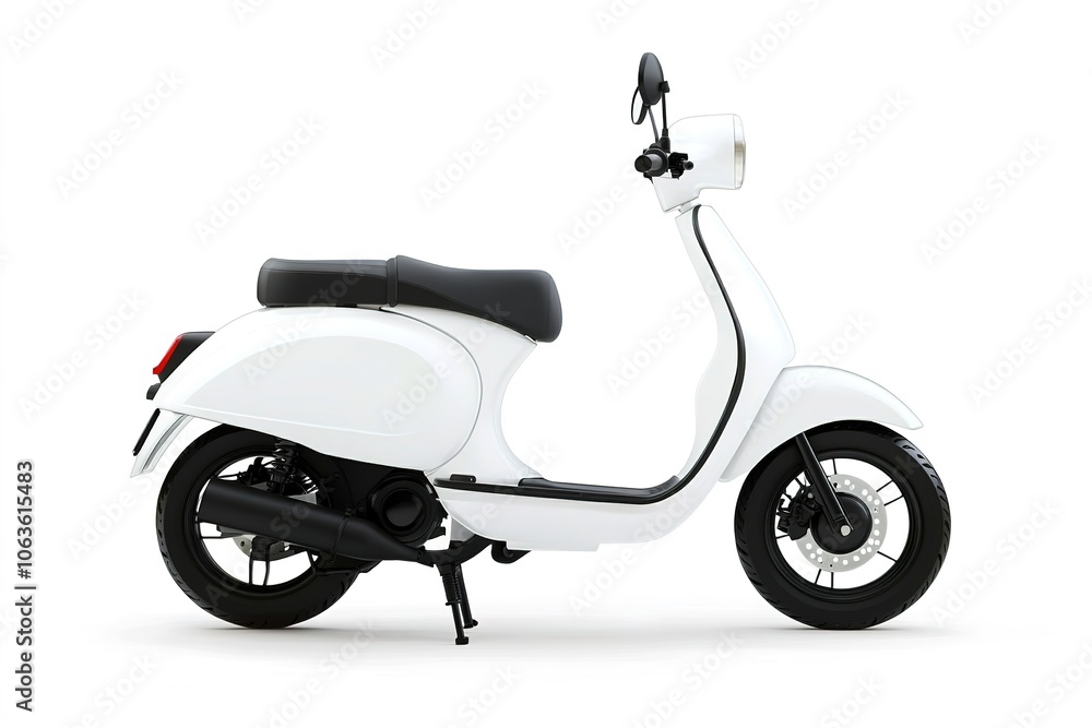 Fototapeta premium White retro scooter on a clean background