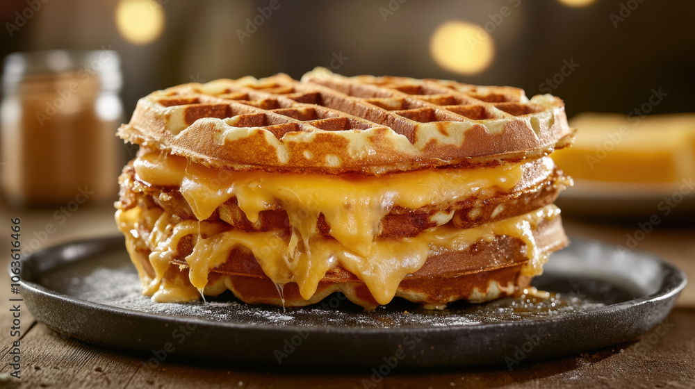 Indulge in a cheesy waffle stack recipe for great taste Indulge in a cheesy waffle stack recipe for great taste
