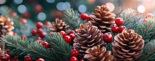 Rustic Christmas Wreath with Pinecones and Dried Berries Warm Earthy Decor for a Holiday Charm with Nature's Touch