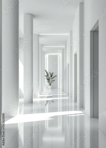 Explore minimalist interior design with elegant white halls