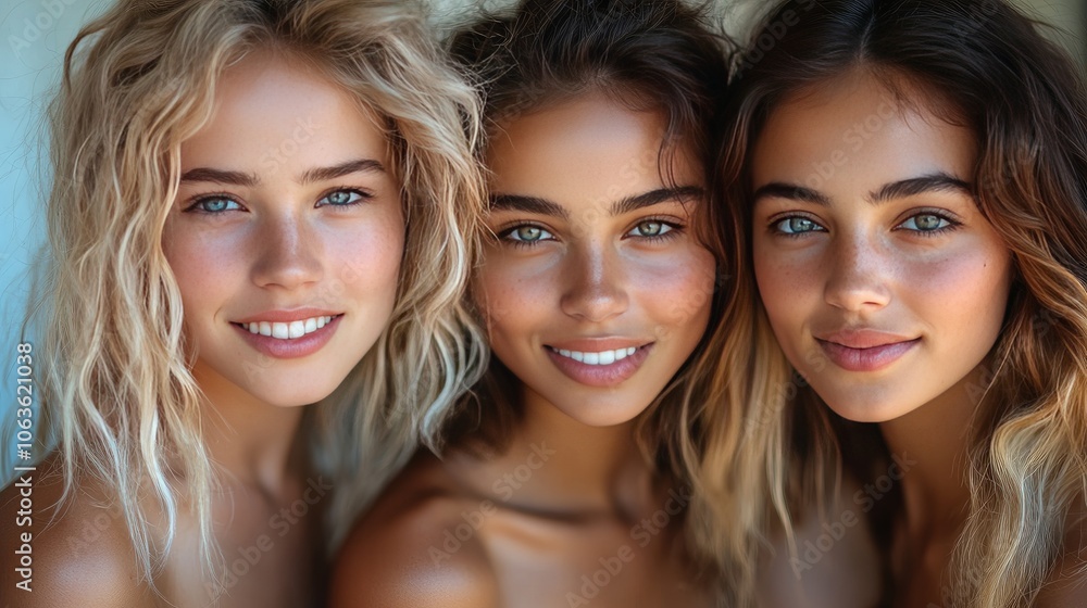 three young asian woman with happy face three young asian woman with happy face