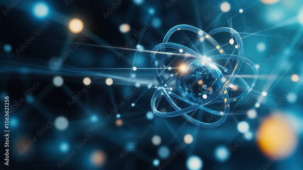 3D atomic structure in crystal lattice, showcasing vibrant energy and connections. image illustrates beauty of atomic interactions and scientific exploration 3D atomic structure in crystal lattice, showcasing vibrant energy and connections. image illustrates beauty of atomic interactions and scientific exploration