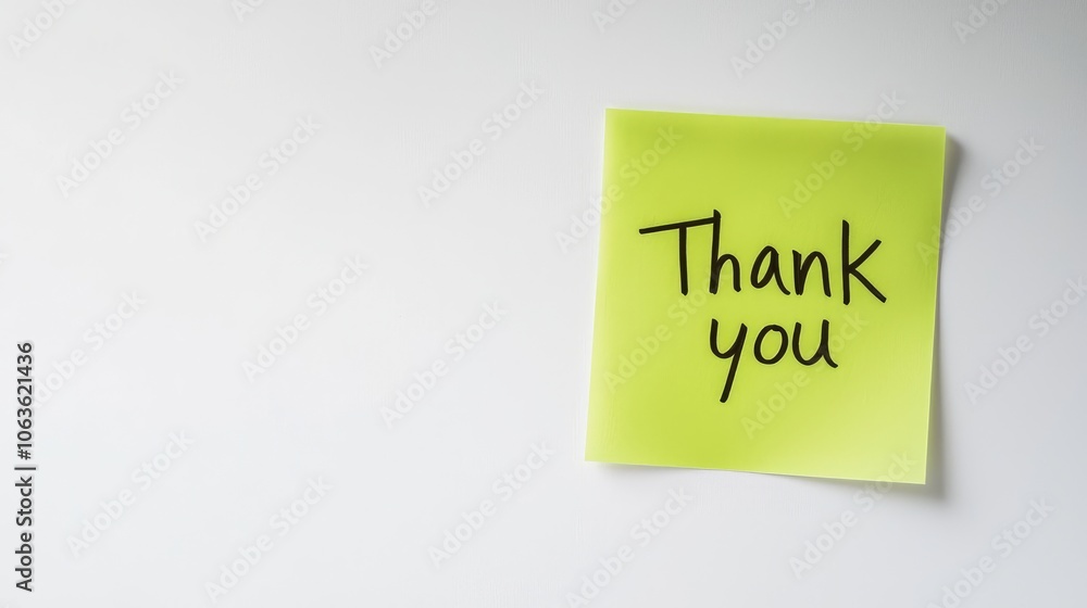 a THANKYOU sticky note on white wall a THANKYOU sticky note on white wall