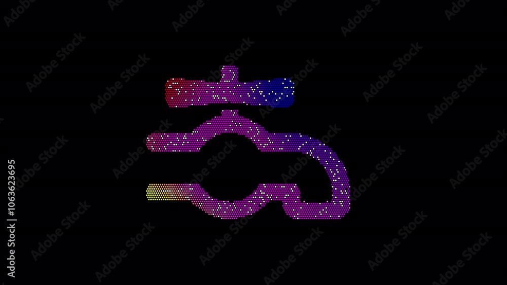 Icon faucet is made up of LED square shapes that shimmer and flicker. There are black dead diodes. In-Out looped. Alpha BW at the end Icon faucet is made up of LED square shapes that shimmer and flicker. There are black dead diodes. In-Out looped. Alpha BW at the end