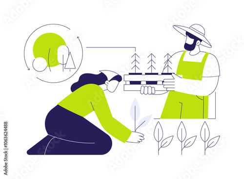 Reforestation abstract concept vector illustration.