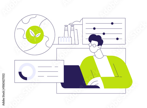 Ecosystem monitoring abstract concept vector illustration.