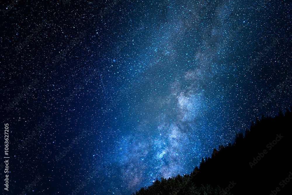 Starry sky. Night scape with beautiful starry sky