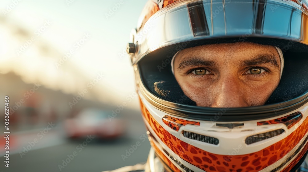Race Car Driver in Helmet with Jaguar Design Race Car Driver in Helmet with Jaguar Design