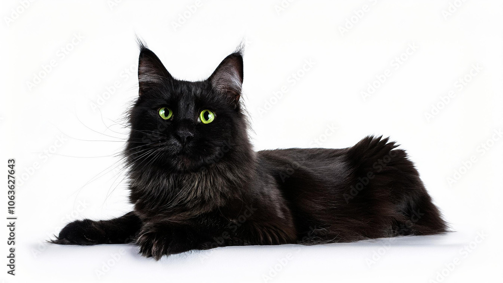 Chantilly-Tiffany cat lying on white background. Chantilly-Tiffany cat lying on white background.