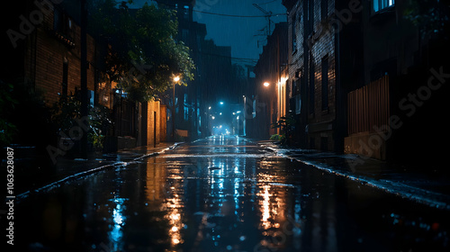 Rainy Night Alleyway - Photo