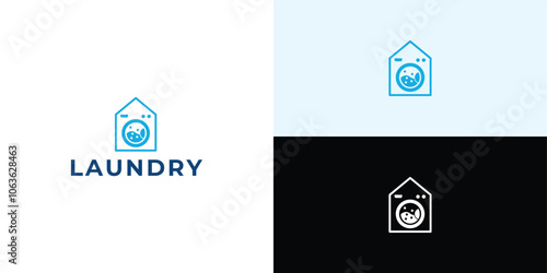 Laundry logo design. Washing machine icon for laundry service business logo template.