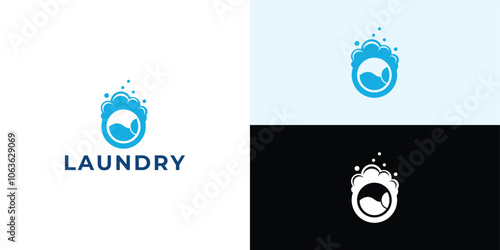 Laundry logo design. Washing machine icon for laundry service business logo template.