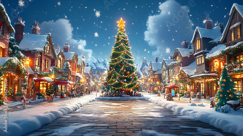 Snowy Village Christmas Ill...