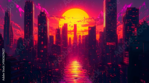 Neon Cityscape Illustration...