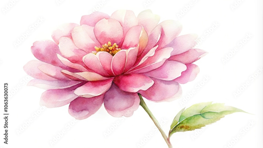 Watercolor painting of pink flower on white background Watercolor painting of pink flower on white background