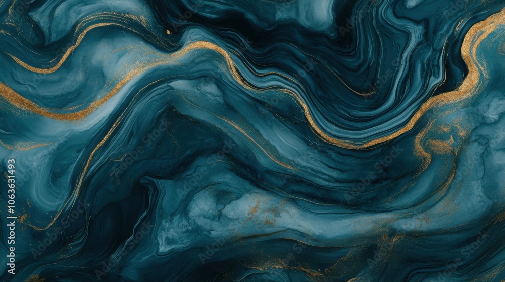 Bold abstract wallpaper showcasing swirling waves of deep teal and gold accents, creating a dynamic and modern aesthetic perfect for a contemporary setting. Bold abstract wallpaper showcasing swirling waves of deep teal and gold accents, creating a dynamic and modern aesthetic perfect for a contemporary setting.
