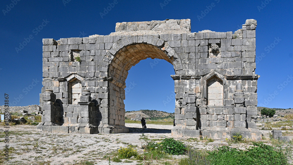 Ruins of one of the Ancient Gateway to Volubilis. A Roman City constructed around 60BC and held by them till about 470AD. Ruins of one of the Ancient Gateway to Volubilis. A Roman City constructed around 60BC and held by them till about 470AD.
