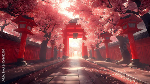 Red Lantern Pathway with Ch...