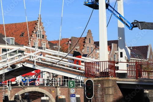 Haarlem Gravestenenbrug Bridge During Maintenance Works, Netherlands photo