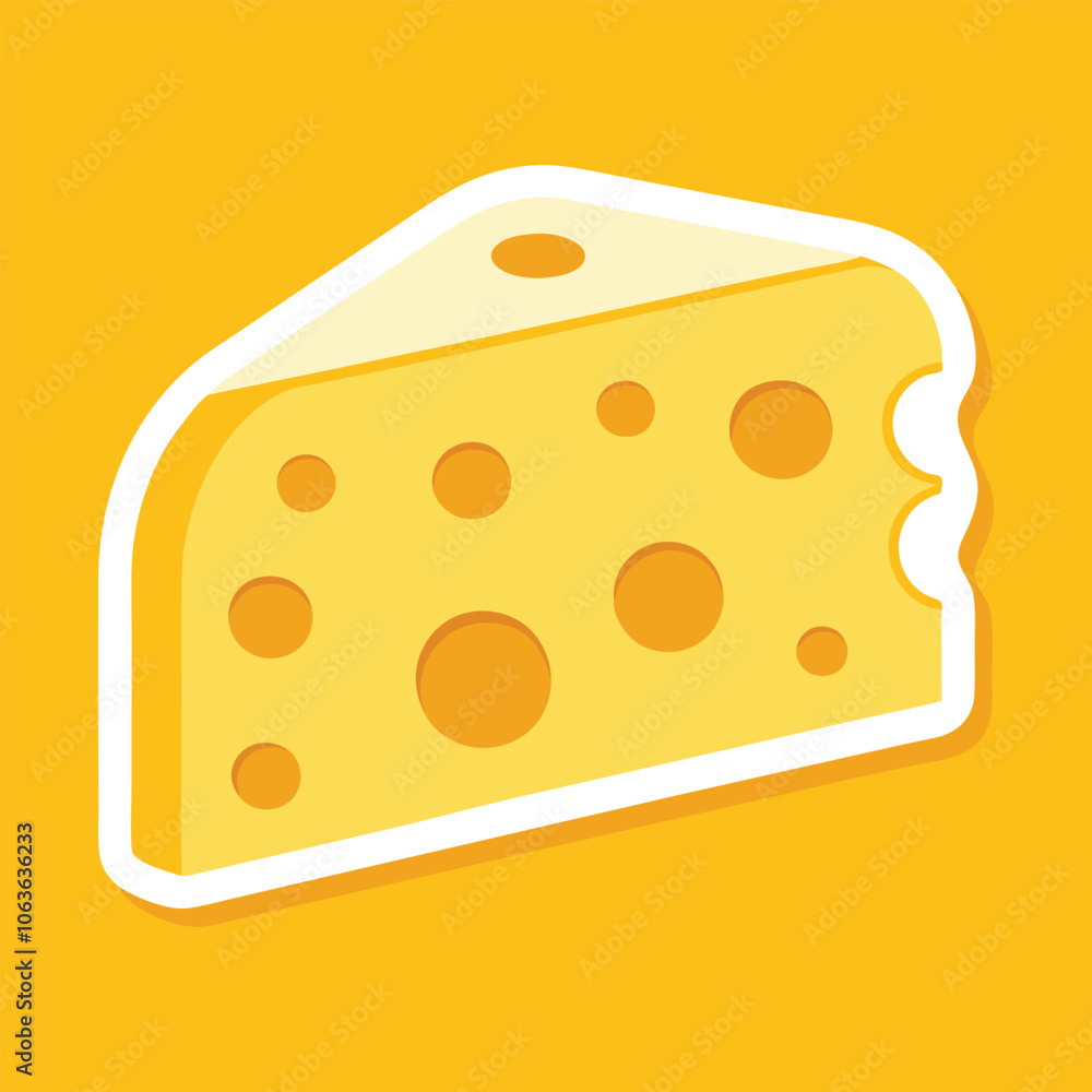 Cheese Slice Sticker with Creamy Texture and Playful Holes Perfect for Cheese Board and Pattern Design Cheese Slice Sticker with Creamy Texture and Playful Holes Perfect for Cheese Board and Pattern Design