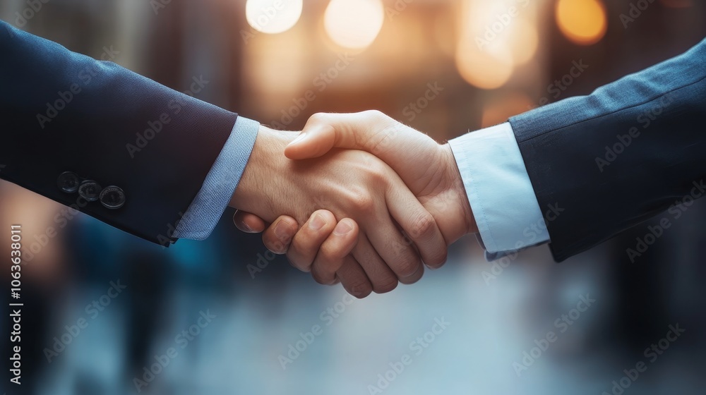 Two hands shaking in a business setting, symbolizing agreement and partnership. Two hands shaking in a business setting, symbolizing agreement and partnership.