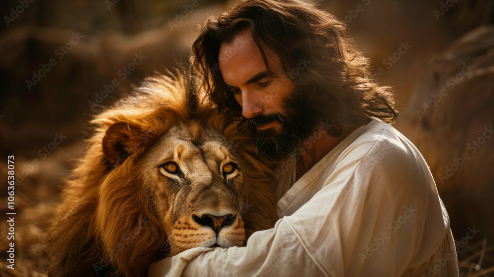 Φωτογραφία Jesus Christ and the lion of judah, religion and faith of christianity, bibical
