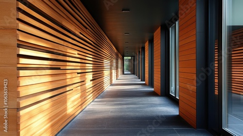 maple wood wall with horizontal slats creating a warm inviting texture ideal for modern building facades offering a natural aesthetic that embodies contemporary architectural trends