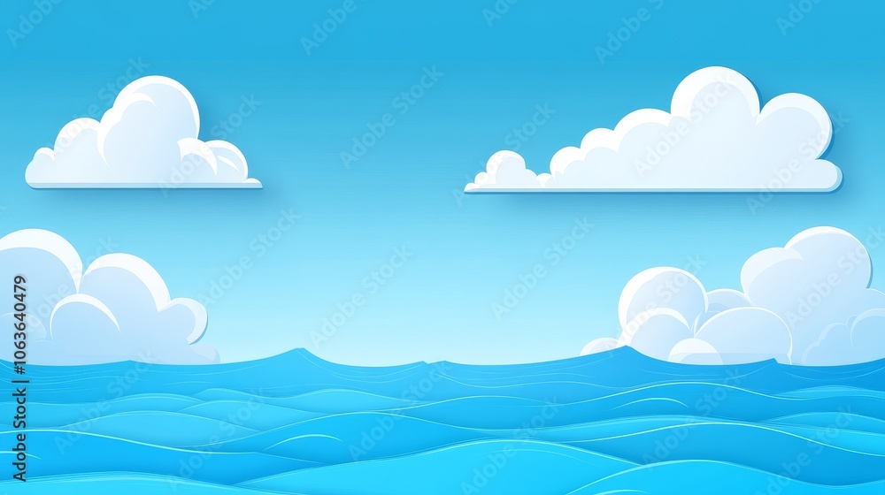 A serene illustration of waves and clouds against a bright blue sky, evoking a calm ocean atmosphere. A serene illustration of waves and clouds against a bright blue sky, evoking a calm ocean atmosphere.
