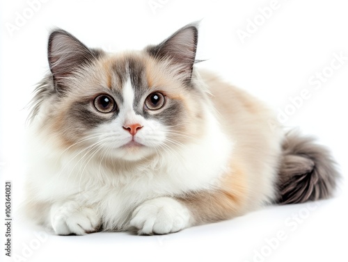 Adorable White and Gray Cat with Brown Eyes