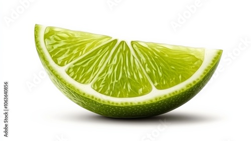 Lime Wedge: A zesty, vibrant lime wedge, sliced and ready to add a burst of citrusy flavor to your next cocktail or culinary creation. This high-resolution image captures the juicy. photo