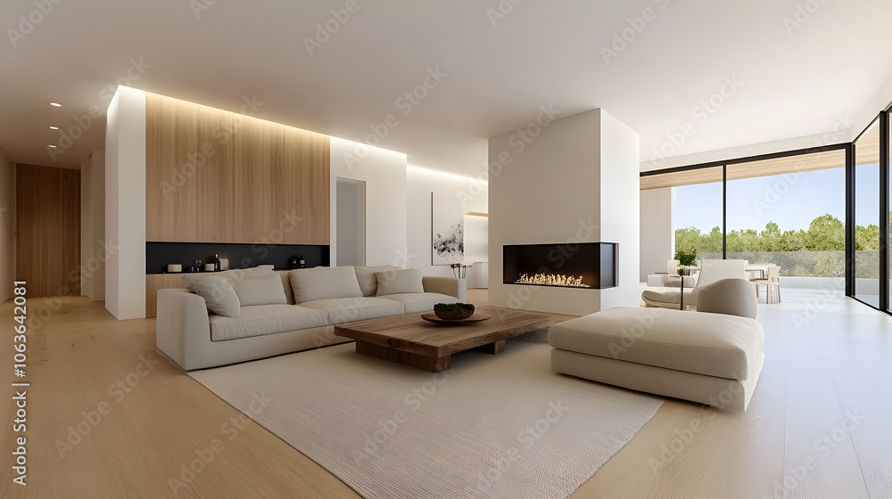 Modern living room interior design with natural light and minimalistic decor. Modern living room interior design with natural light and minimalistic decor.