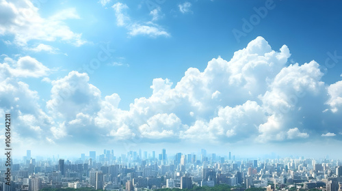 Cityscape with White Clouds...